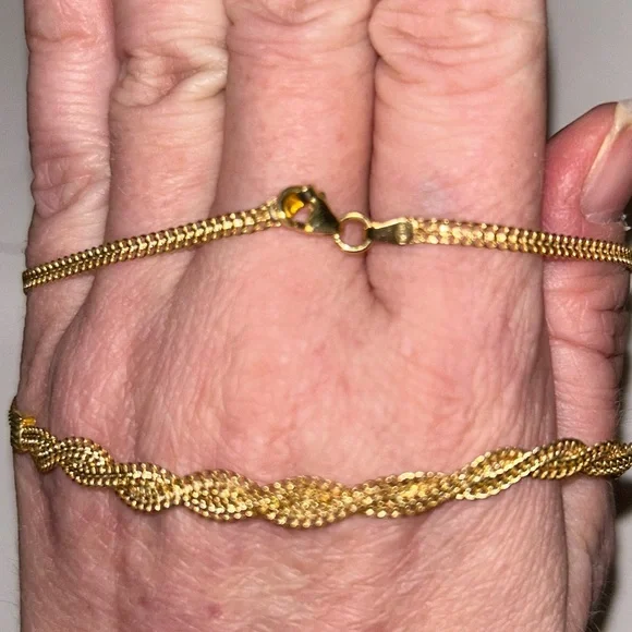 NEW SOLID 10K YG Necklace Yellow Gold Double Curb Link Braided Design Chain 10k - Picture 8 of 15